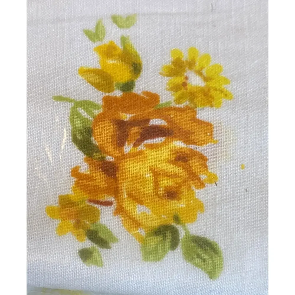 Vintage JC Penney Fashion Manor Muslin Yellow Floral Flat Sheet Full NOS NIP